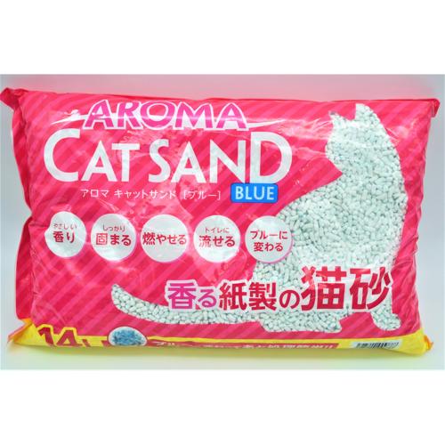 【まとめ買いがお得】超特価！１袋あたり１０７５円　アロマ　キャットサンド　ブルー　色が変わる猫砂　１４L