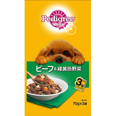 【マース】ペディグリーウェット　成犬用元気な毎日サポート　旨みビーフ＆緑黄色野菜　３袋パック