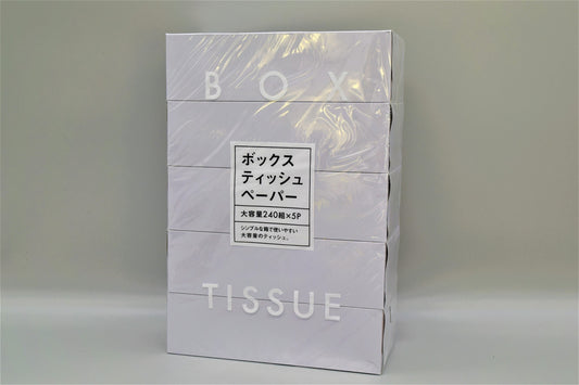 BOXティッシュ　１ケース（２４０枚組５P ×１２個入）